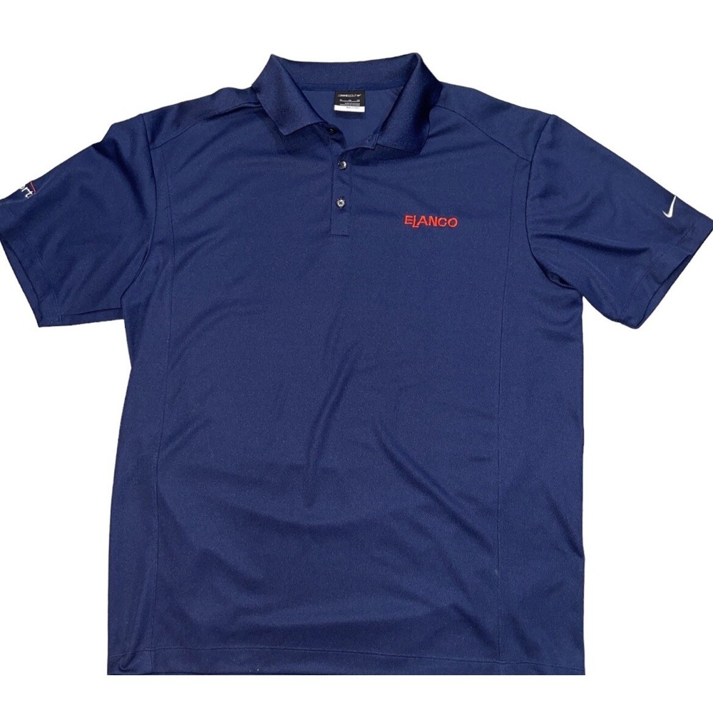 NIKE GOLF Fit Dry Navy Blue Polo Shirt Men's XL Elanco Comfortis Embroidered